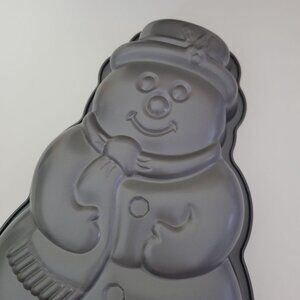 Ekco Snowman Cake Pan Non Stick Bakers Secret Vintage Metal Holiday Winter Mold